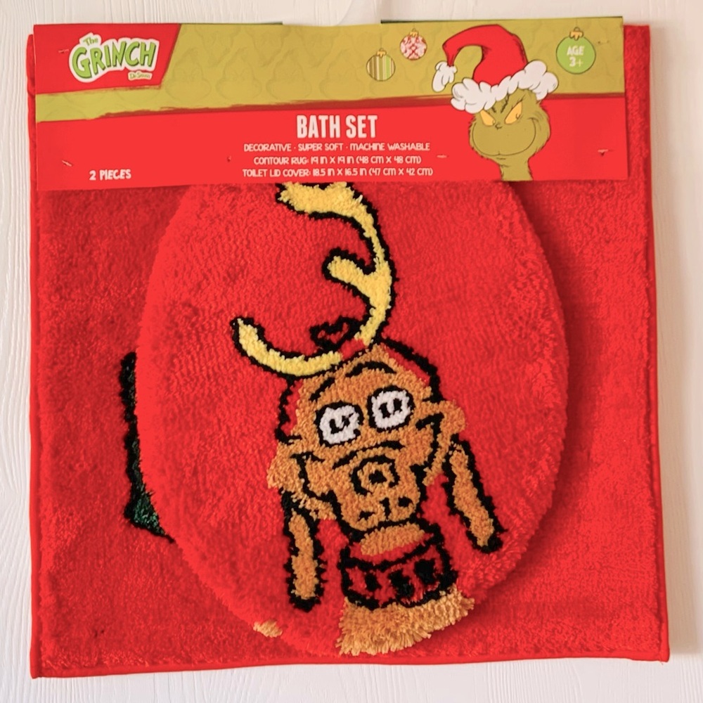 SALE - Dr Seuss The Grinch Christmas Holiday Reindeer Max Bath Set - 2-piece